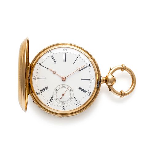 JACOT FRÉRES, YELLOW GOLD HUNTER CASE POCKET WATCH