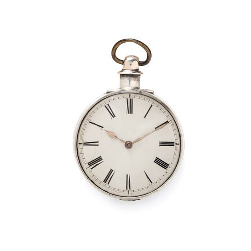 BRITISH, STERLING SILVER OPEN FACE POCKET WATCH