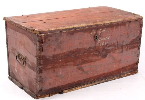 Early American Painted Primitive Chest c. 1881