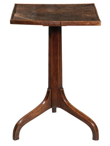 18TH C. ENGLISH YEW WOOD SQUARE TOP CANDLESTAND