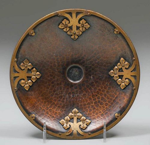 Roycroft Etruscan Hammered Copper & Brass Overlay Tray