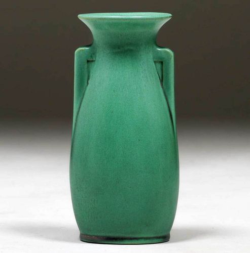 Teco Matte Green Two-Handled Vase c1910