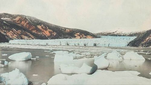 Antique Tinted Photo Taku Glacier, Alaska c1920s