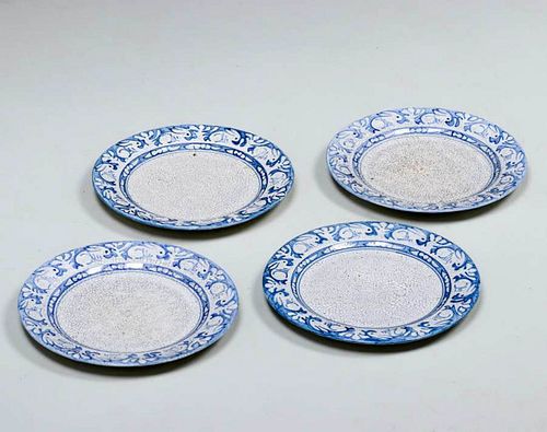 Four Dedham Pottery Rabbit Plates c1910s
