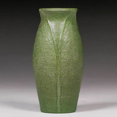Grueby Pottery Matte Green Vase c1905