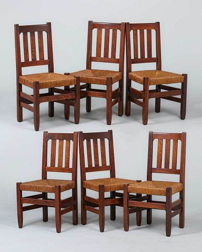 6 Stickley Brothers Dining Chairs c1910
