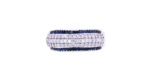 Vintage Blue Sapphire & Diamond 14k Gold Ring