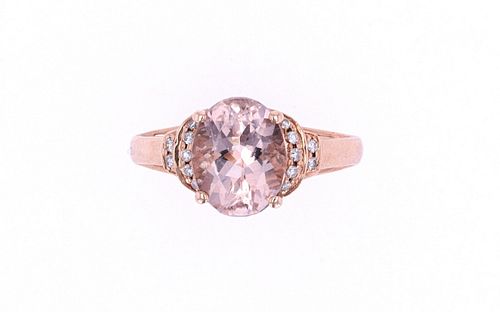 Morganite & Diamond 14k Rose Gold Ring