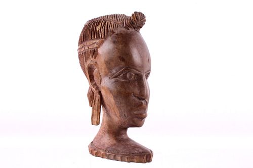 Hand Carved African Walnut Folk Art Bust