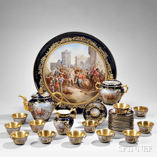 Sevres-style Porcelain Tea Service with Tray