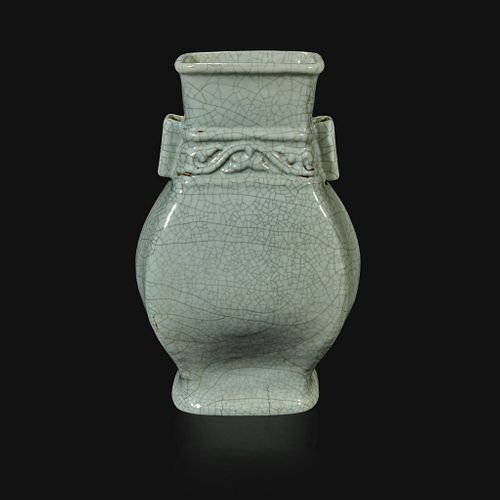 A Chinese "Guan"-type glazed vase, Fang Hu Yongzheng mark and possibly of the period
