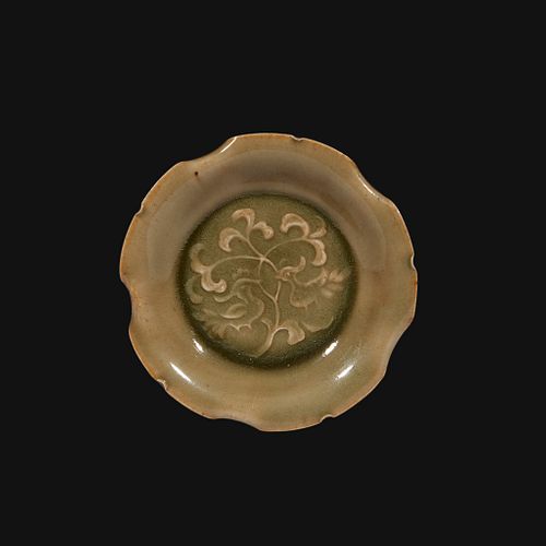 A small Yaozhou molded and carved lobed celadon dish Northern Song Dynasty