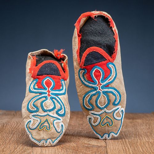 Athapaskan Beaded Soft Sole Moccasins, Collected by U.S. Special Agent Johnson N. High (1842-1909)