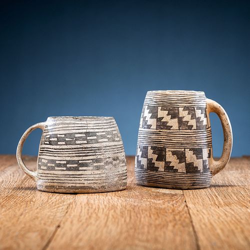 Mesa Verde, Black-on-White Pottery Mugs