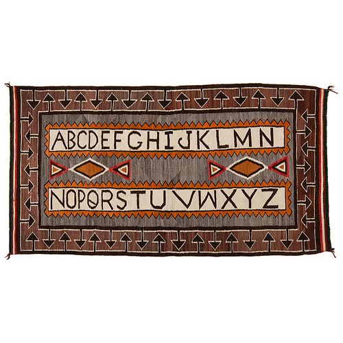 Navajo Regional Pictorial Weaving / Rug, the Alphabet