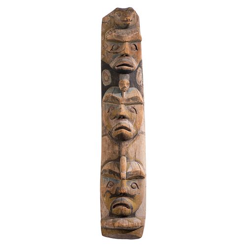 Nuu-chah-nulth Carved and Painted Wood Ancestral Pole 