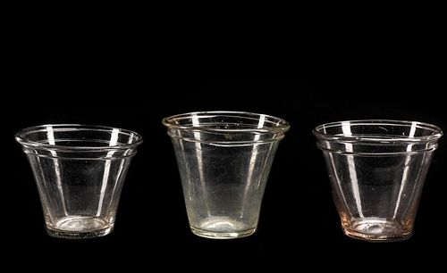 Group of 3 Free Blown Conical Glass Bowl Pans