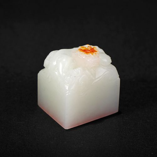 A WHITE JADE ‘MYTHICAL BEAST’ SEAL