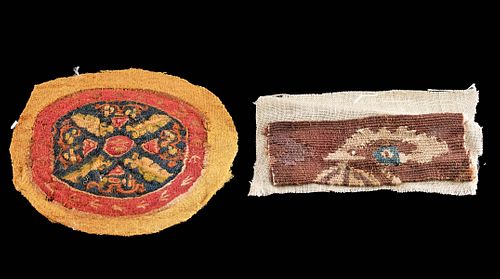 2 Egyptian Coptic Polychrome Textile Fragments