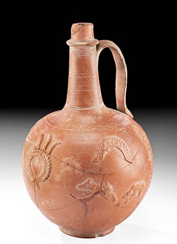 Roman Terra Sigillata Pottery Flask w/ Animal Relief