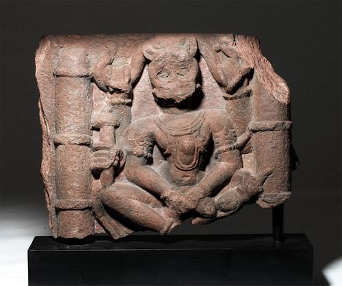 17th C. Indian Pink Sandstone Fragment - Narasimha