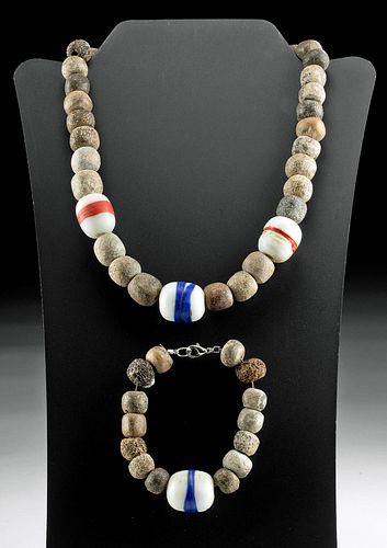 Necklace / Bracelet Stegodon Bones & Dutch Trade Beads