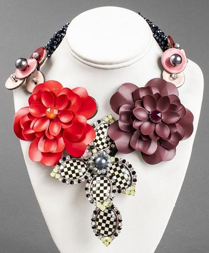 Vilaiwan "Checkerboard" Floral Motif Necklace