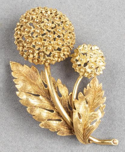 Buccellati Style 18K Gold Floriform Brooch / Pin
