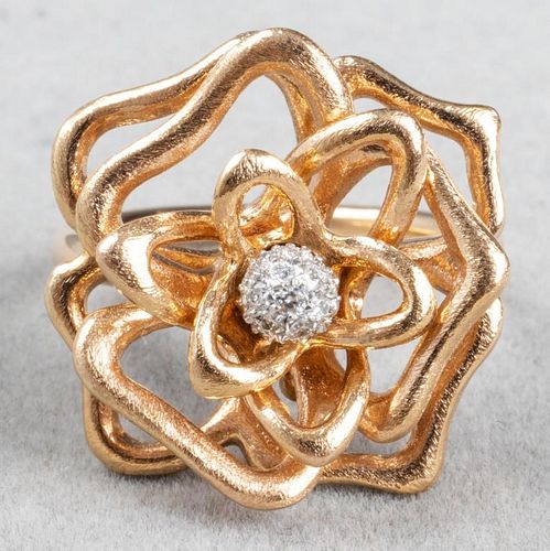 Roberto Coin 18K Rose Gold & Diamond Rose Ring