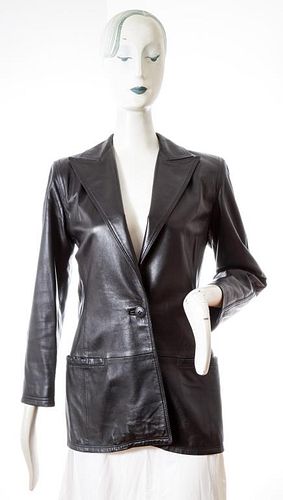 Istante Versace Black Leather Jacket