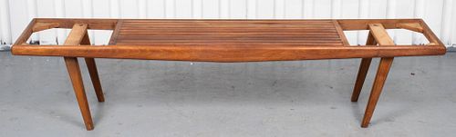 Danish Modern Style Teak And Glass Bench / Table