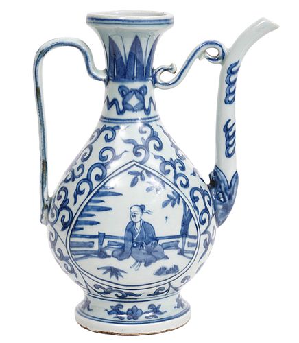 Chinese Blue & White Porcelain Tea Pot