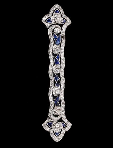 Art Deco Platinum, Diamond & Sapphire Pendant