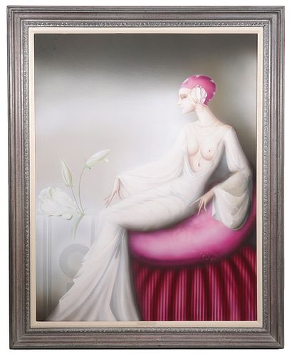 Philippe Auge 'Woman in White' Painting