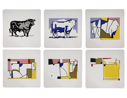 6 Lichtenstein Plates 1989 Bull Profile Series