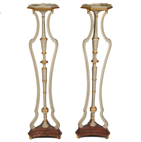 Pr. English Paint Decorated & Gilt Fern Stands