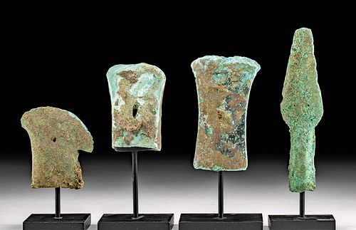 Four Dong Son Bronze & Copper Axe Heads & Spearhead