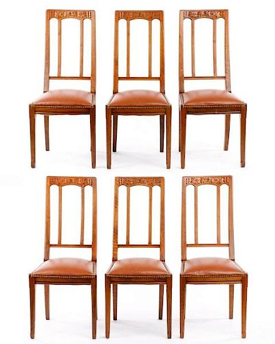 Set of 6 Art Nouveau Louis Majorelle Side Chairs