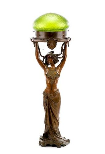 Art Nouveau Figural Lamp 'Solaire', Lucien Alliot