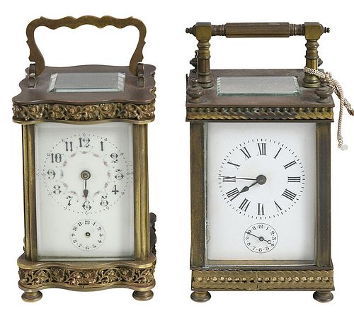 Two Aesthetic Movement French Carriage Clocks