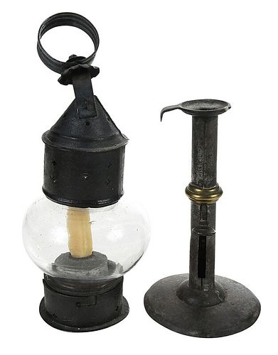 Onion Globe Lantern and Hogscraper Candlestick 