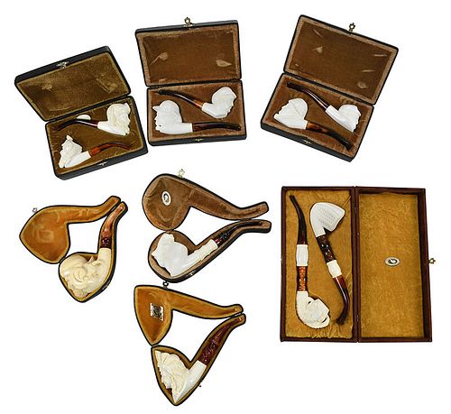 Group of 11 Contemporary Meerschaum Pipes
