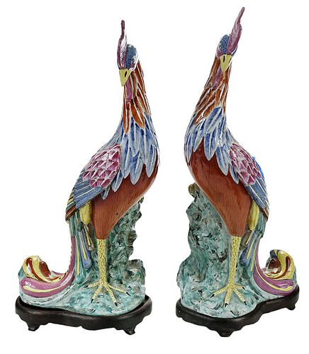 Pair of Chinese Export Porcelain Phoenix