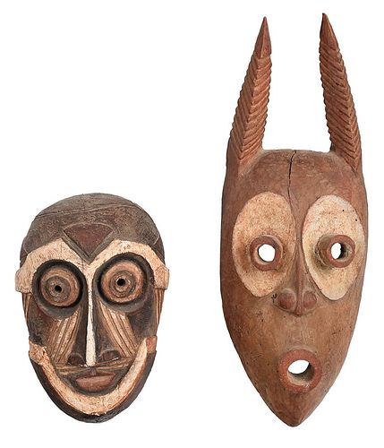 Two African Carved and Paint Decorated Masks