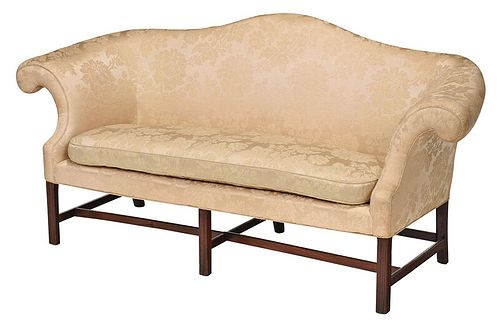 Chippendale Mahogany Camelback Upholstered Settee