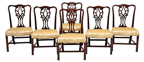 Set Six George III Carved Mahogany Dining Chairs