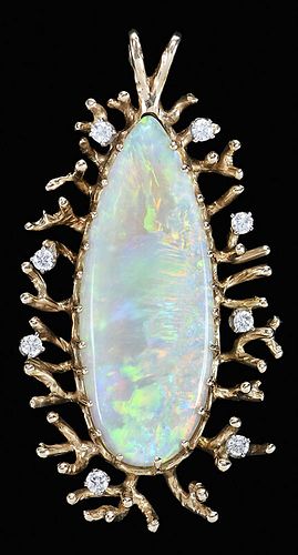 14kt. Opal and Diamond Pendant 