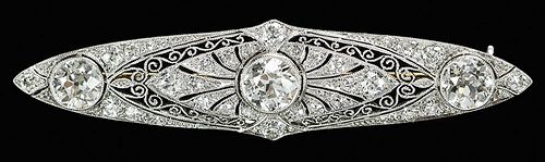 Antique Platinum Diamond Brooch 