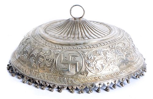 Large Silver Deity Chattar w/Ghungroo Bells