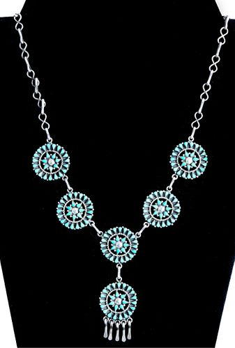 Native American 925 & Turquoise Necklace Signed